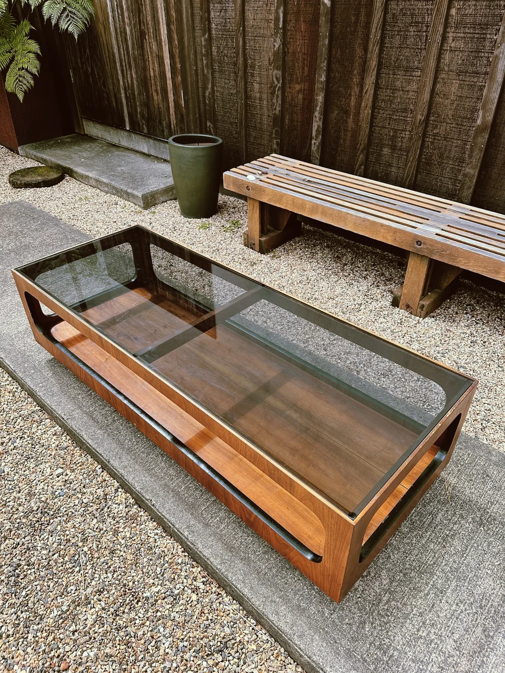 LANE  Altavista ミッドセンチュリーコーヒーテーブル 1970s Lane Altavista Va Rectangular Side Table With Smoke Glass +